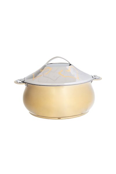 Bohara Indian Stainless Steel Food Container with Gold Plated 5 L