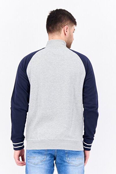 Threadbare Men Mock Neck Embroidered Logo Long Sleeves Sweatshirt, Grey