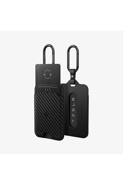 Spigen محفظة حامل بطاقات Air Fit PU متوافقة مع بطاقات Tesla و2 قطعة مع حلقة مفاتيح (ACP08794)