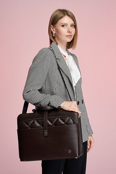 MORCA حقيبة كمبيوتر محمول نسائية مبطنة باللون البني
