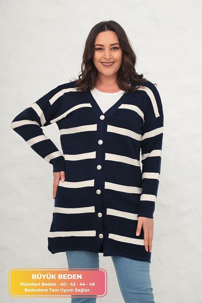 tarzımsüper Plus Size New Season Front Button Long Standard Size Long Sleeve Buttock Covering 4 Season Cardigan