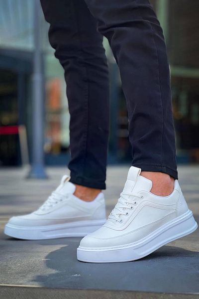 TB Terzi Bey Tb-006 Ανδρικά παπούτσια Casual με ψηλή σόλα Tailor Bey White Skin