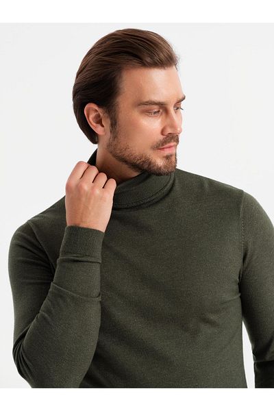OMBRE Herren Strickrollkragen mit Viskose - dunkelgrau V5 OM-SWTN-0127 L