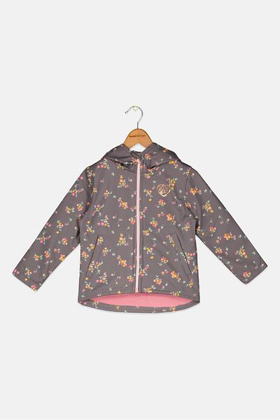 Body Glove Toddlers Girl Floral Print Softshell Jackets, Grey Combo