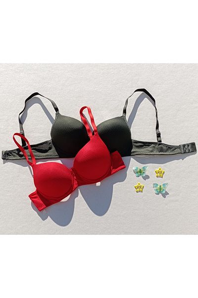 siyalife Economic Pack of 2 Ribbed Push up Padded Padded Bra