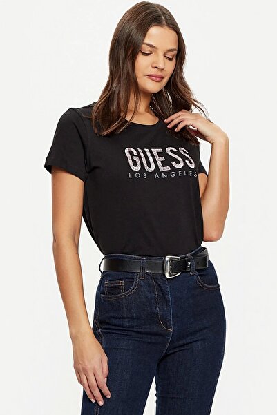 Guess Γυναικείο μπλουζάκι Regular Fit Ss Cn Python