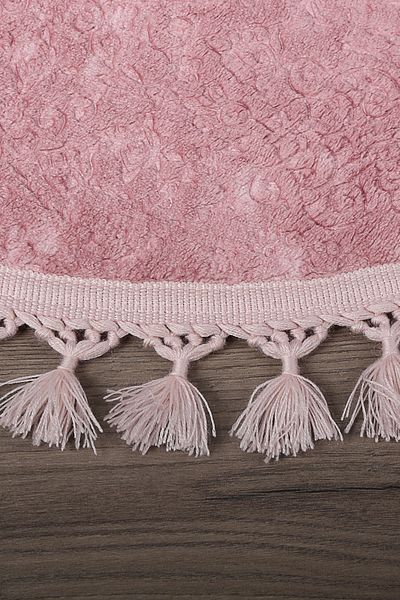 Dokumacıoğlu Nova Pink (120x120 cm) - Στρογγυλό χαλάκι μπάνιου Pompom, αντιολισθητική βάση και χαλί που πλένεται