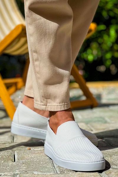 TB Terzi Bey Tb-114 Tailor Bey White Knitwear Ψηλή σόλα χωρίς κορδόνια casual ανδρικά παπούτσια