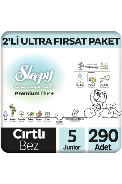 Sleepy Bio Natural Premium Plus 2'li Ultra Fırsat Paketi Bebek Bezi 5 Numara ...