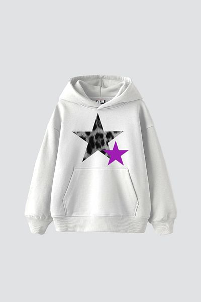 Sekizbiraltı Leopard Starz Y2k "V2" με στάμπα Unisex Λευκό Oversize Hoodie