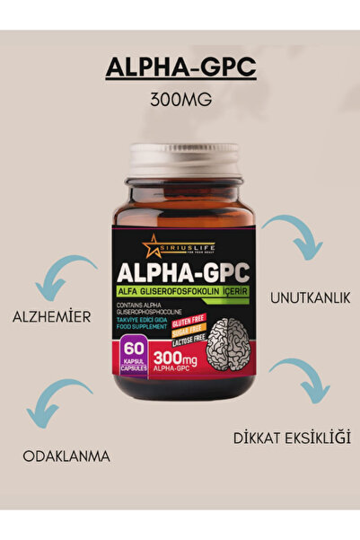 Alpha-gpc Sirius Alpha Gpc Alfa Gliserilfosforilkolin 300 Mg 60 Kapsül