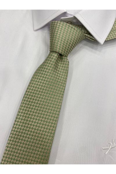 Sarar Woven Fabric Patterned Green Tie