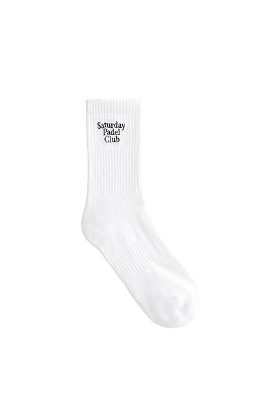 Oysho Striped rib cotton blend classic sports socks with embroidery