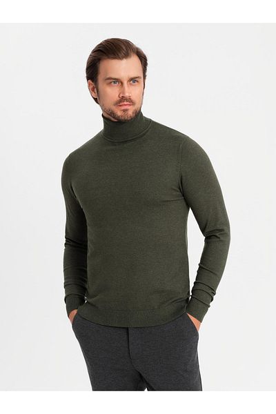 OMBRE Herren Strickrollkragen mit Viskose - dunkelgrau V5 OM-SWTN-0127 L