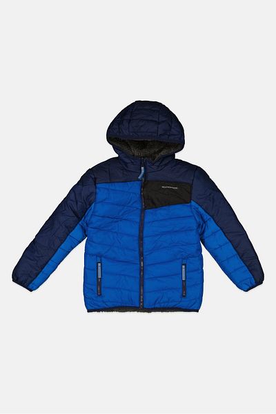 Weatherproof Kids Boy Brand Logo Reversible Puffer Jacket, Blue Combo