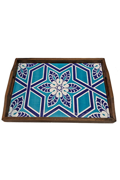 PUFFIN إطار خشبي (زان مجفف)، بلاط سيراميك، صينية تقديم وعرض (25 × 40)