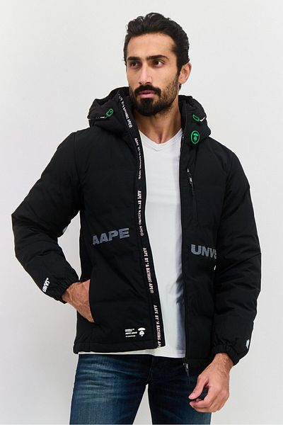 Aape By A Bathing Ape Men Hooded Brand Logo Long Sleeves Sweatshirt, Black