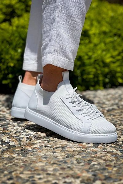 TB Terzi Bey Tb-112 Tailor Bey White Knitwear Lace-Up Casual Men's Shoes