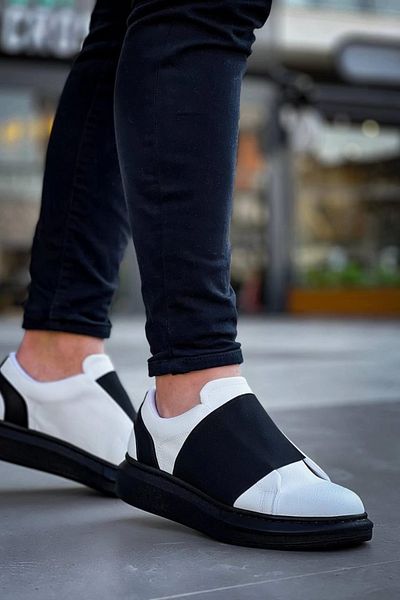 TB Terzi Bey Tb-040 Terzi Bey, piele albă, neagră, cu talpă înaltă, pantofi casual pentru bărbați