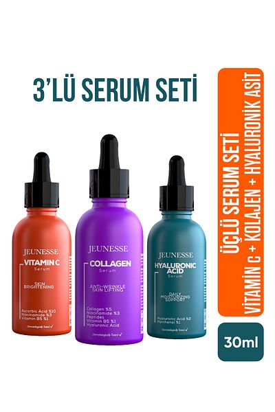 Jeunesse Vitamin C + Collagen + Hyaluronic Acid Face Serum Set of 3