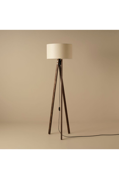 Bella Maison Bella Ahşap Lambader Krem-Ceviz (40x40x125 cm)