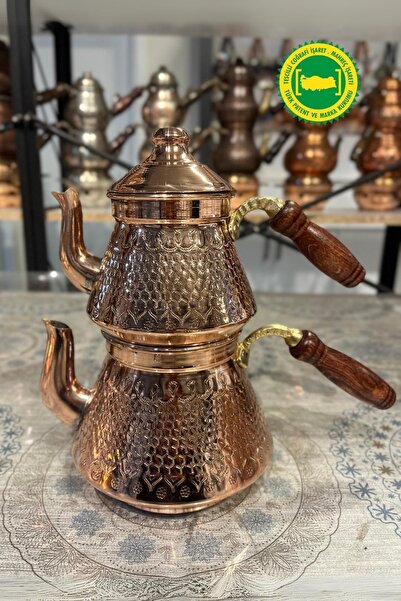 Yardımcı Bakır Since 1997 BAKIR PİRAMİT DESENLİ DÖKÜM EMZİK ÇAYDANLIK