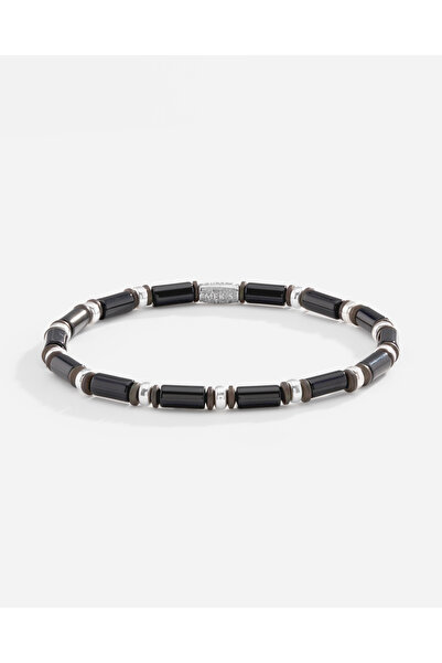 MEKS JEWELS Oniks Taşlı Gümüş Erkek Bilekliği