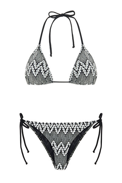 AQUELLA Triko Renkli Üçgen Bikini Takım