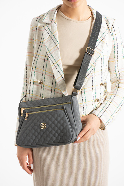 Kaya Bag Gray Women's Crossbody and Shoulder Bag with 4 Compartments, Size 21X30
