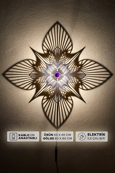 Siyempi "Yıldız Çiçeği" 2m Anahtarlı Dekoratif Desenli Gölge Aplik