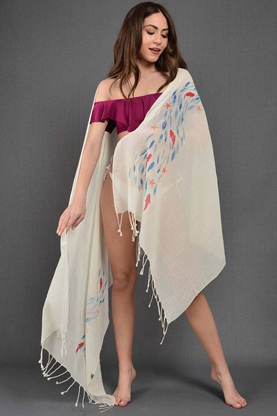 Dosimira Fish Patterned Pareo - Wavy with Bag