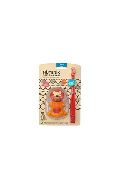 Flipper Hygienic Fun Animal Storage Container and Children's Toothbrush Set - with Dog Figure