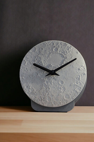Ghogol Home Ay Kraterleri Beton Masa Saati - Çap: 15 Cm
