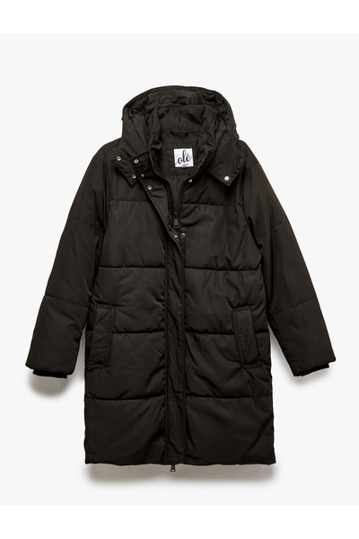 Koton Παλτό με κουκούλα με κουμπιά με φερμουάρ