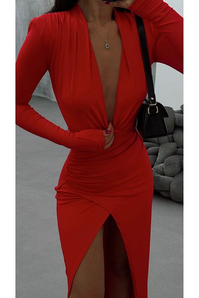 myd Deep Slit Padded Dress