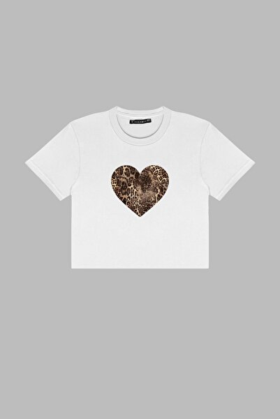 Bak Moda Білий кроп-топ з принтом леопарда