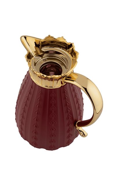 ALSAIF 2 Pieces Coffee And Tea Vacuum Flask Set Size: 0.7 1.0 L Color: Burgundy/gold