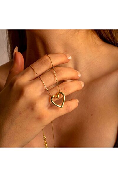 Ervalina Boş Kalp Kadın Çelik Kolye Altın Rengi
