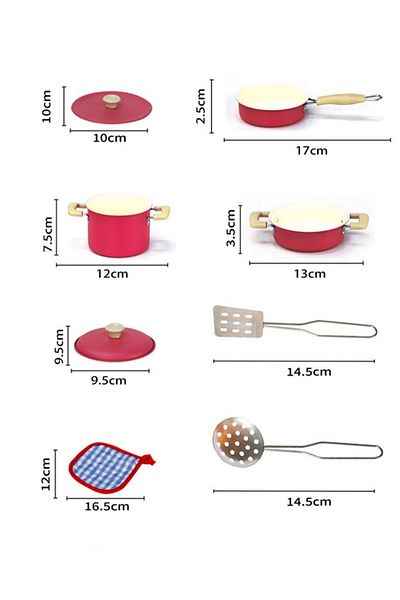 TUENGİ STORE 8-Piece Pink Dollhouse Kitchen Play Set - Realistic Steel Pots and Pans
