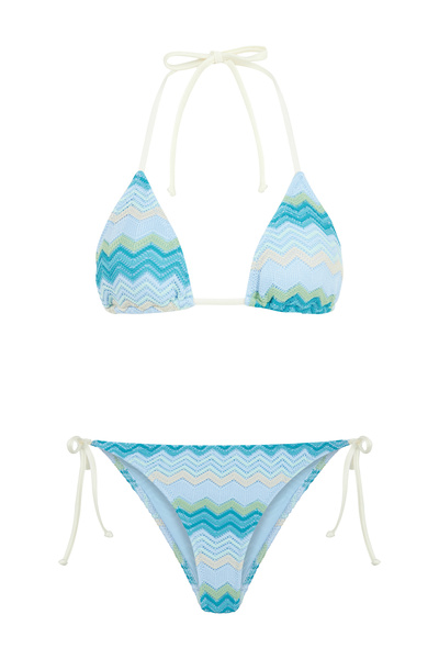 AQUELLA Triko Renkli Üçgen Bikini Takım