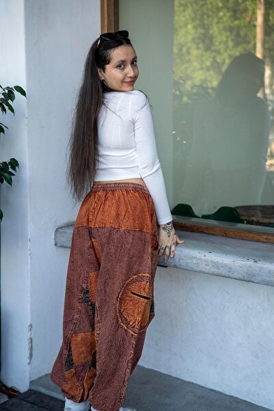 Miss Boheme Unisex Kiremit Renk Bohem Nepal Patchwork Şalvar