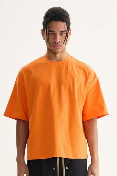 Tarz Cool Ανδρικό μπλουζάκι πορτοκαλί Oversize Crew Neck 100% βαμβακερό