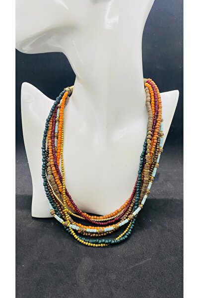 Porsuk Alternatif El yapımı etnik pirinç aparatlı otantik kadın kolye