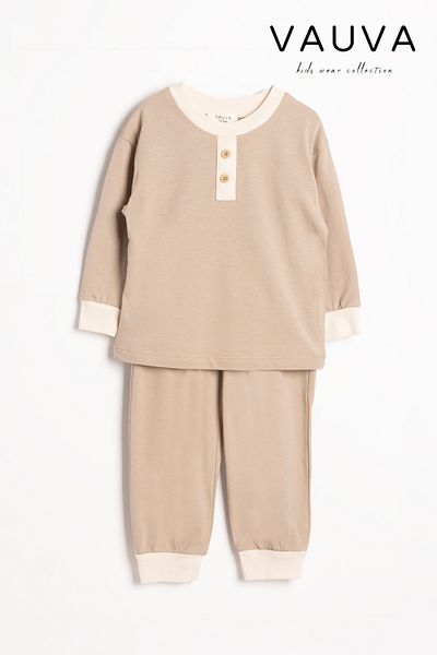 Vauva Seasonal Pajamas Set Long Sleeve Button Detailed Girls Boys Pajamas Set