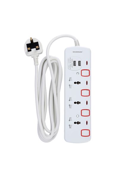 Olsenmark 4 Way Extension Board 4M Power Cable High Quality, Shock Proof Design