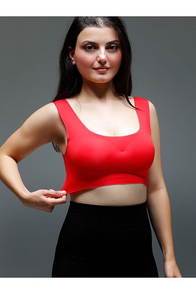 MİSTİRİK Parabita Model Seamless Padded Soft Fabric Laser Cut No Trace Bra Red Color