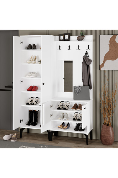 Kalender Dekor Eslem-1-2 Aynalı Portmanto Vestiyer Ayakkabılık