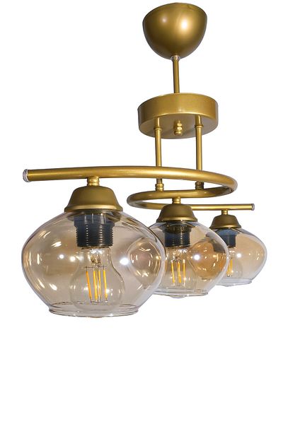 Fer Avize Fuji Modern Decorative Antique Colored Glass 3-Piece Chandelier Living Room - Kitchen - Bedroom