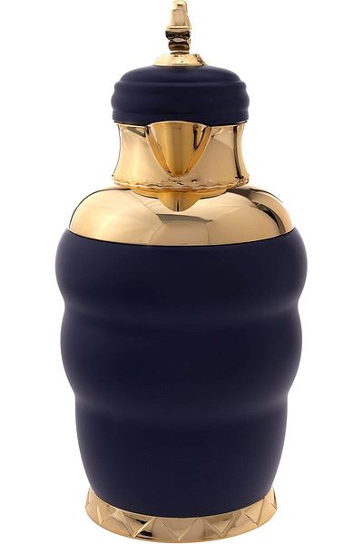 ALSAIF 2 Pieces Coffee And Tea Vacuum Flask Set Size: 0.7/1.0 L Color: Dark Blue/gold