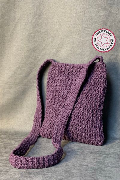 Uretti - Geantă mică de cruce tricotată manual Emine 9106 - Mov